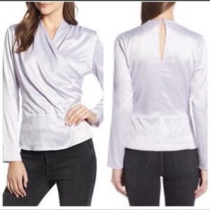 Something Navy Front Wrap Jacquard Top Purple Lilac / XXL NEW